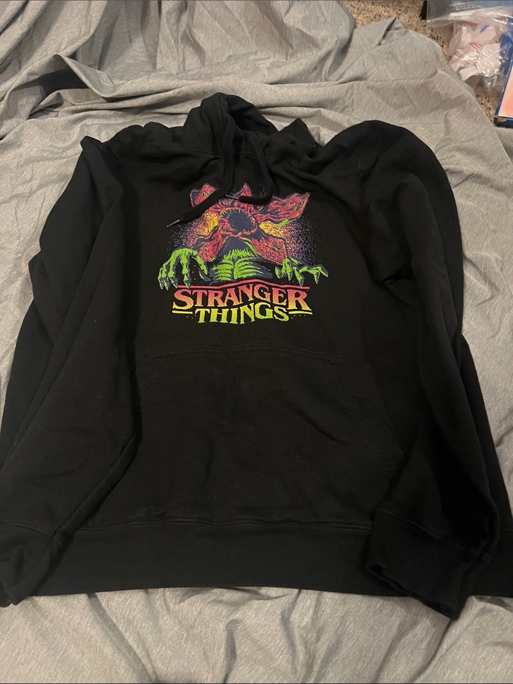 Black Graphic Pullover Hoodie stranger things